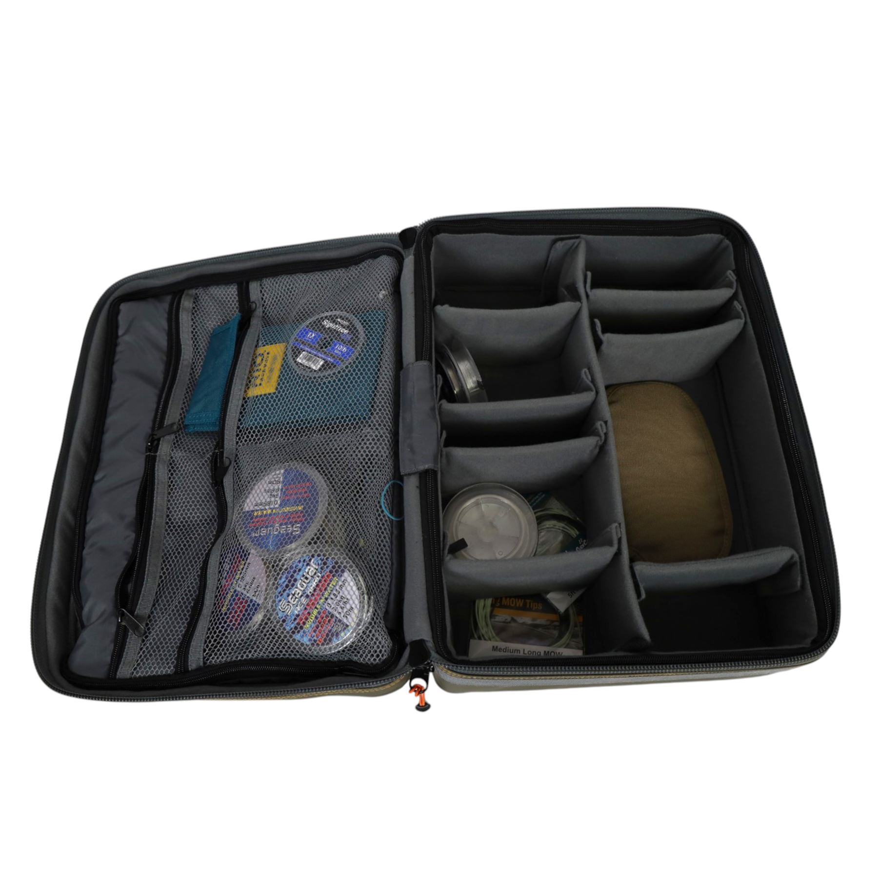 Two Bruce & Walker Expert Series fly fishing reels, collection of fly fishing lures, of various size and design, in nine fly cases and other accessories contained within Airflo, Vision, Explorer fishing bags