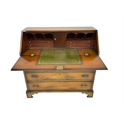 Georgian style mahogany bureau, the fall front enclosing fitted interior with inset writing surface, fitted with four graduating drawers, on bracket feet