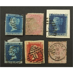  Great Britain Queen Victoria, various stamps including line-engraved and surface-printed issues, on two stockcards   
