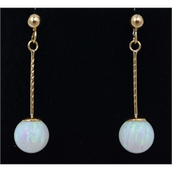  9ct gold opal pendant ear-rings stamped 375  