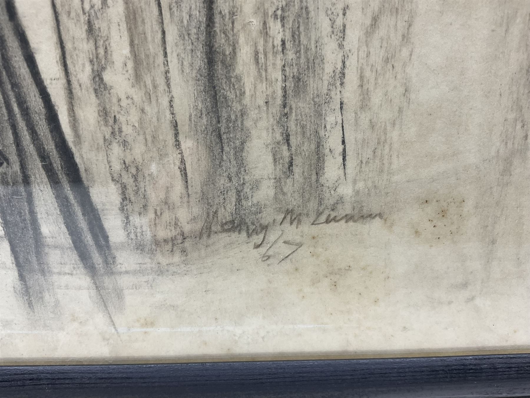 African School (20th century): Male and Female Portraits, pair charcoals indistinctly signed and dated 1967, 59cm x 46cm (2)