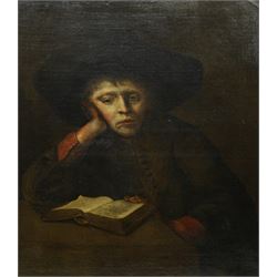 Circle of Nicolaes Maes (Dutch 1634-1693): The Bored Student - Portrait of a Boy Reading a...