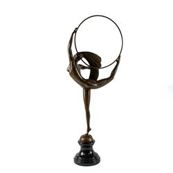 After Morante, Danseuse au cerceau Art deco style dancer, H69cm