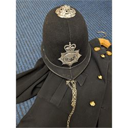 British Police Offices re-enactment uniform, including helmet, handcuffs and jacket