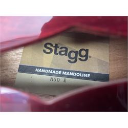 Stagg Model M50 E eight-string electro-acoustic mandolin; bears makers label L69cm; in cardboard delivery box with lead