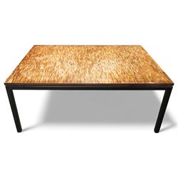 20th century Belgian designer dining table, tessellated parquet-style veneered top within ...