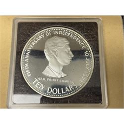 Two Commonwealth of the Bahamas 1978 ten dollar silver coins, both cased with certificates