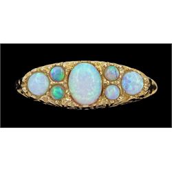 9ct gold opal cluster ring, hallmarked
