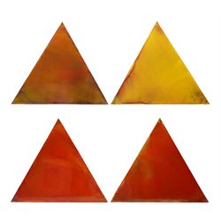 Gillian Ross Kelsey (British 1935-2025): 'Triangles' in Oranges, set of four acrylic glaze...