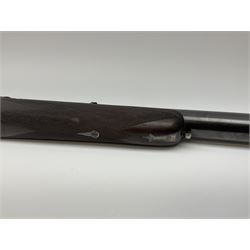 Rare Henry Pieper Liege seven-chambered solid barrel 297/30 calibre rim-fire volley gun with six barrels around a central seventh barrel drilled for simultaneous fire, built on a Remington type rolling block action, blued 62cm barrel with raised rib and twin rear leaf sights, case hardened action complete with loading plate for seven cartridges, walnut stock with chequered pistol grip and fore-end and inset 'silver' cartouche with two Chinese type characters, no.256PLN, L109cm overall