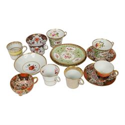 Group of 19th century tea and coffee wares, comprising two Davenport Imari 3545 pattern te...