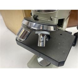 Four microscopes, comprising Nomo Biolam, RCS Zoo Lab 240, R Beck no 13756 and one other