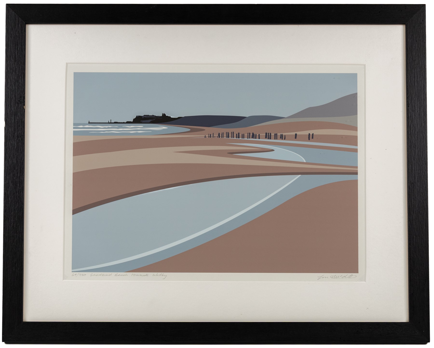 Ian Mitchell (British Contemporary): 'Sandsend Beach towards Whitby', limited edition digital lithograph signed titled and numbered 69/250 in pencil 29.5cm x 41.5cm