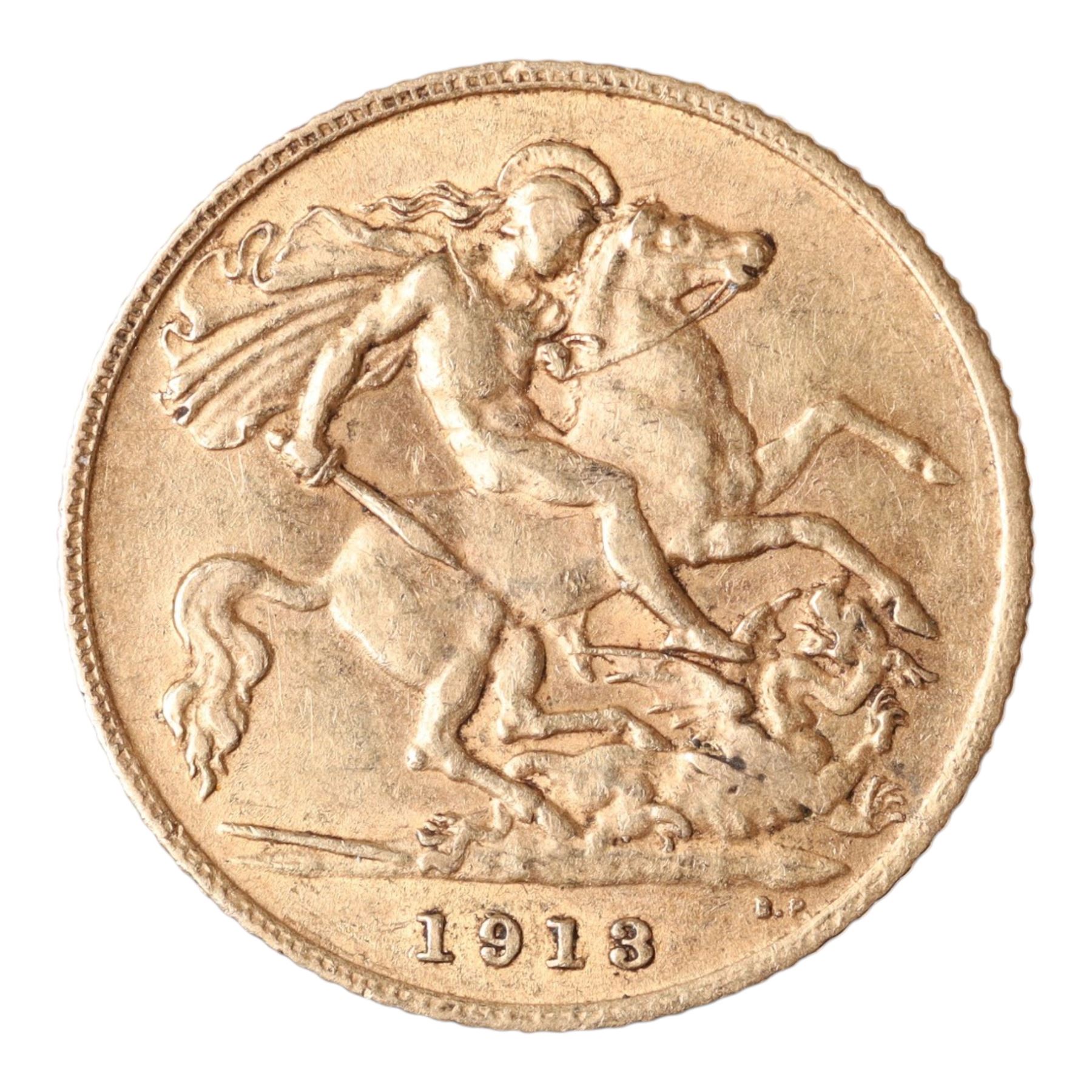 King George V 1913 gold half sovereign coin
