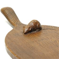 Mouseman - circa 1940s/50s oak cheese board, oval form with handle, good colour, the board with carved mouse signature, by Robert Thompson of Kilburn