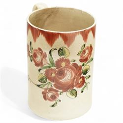 18th century Creamware tankard, decorated with sprigs of roses, H15cm