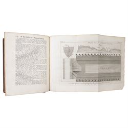  Gardens.- Switzer, Stephen 'An Introduction to a General System of Hydrostaticks and Hydraulicks, Philosophical and Practical' two volumes bound as one, nine folding plates and engraved frontispiece, printed for T Astley et al 1729, bookplate of Henry & Elizabeth Goodwyn in full calf
