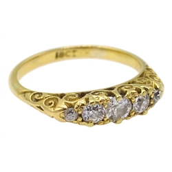 Early 20th century five stone diamond ring stamped 18ct