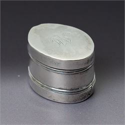 George III silver nutmeg grater of oval form engraved with a monogram Birmingham 1795 Maker Thomas Willmore