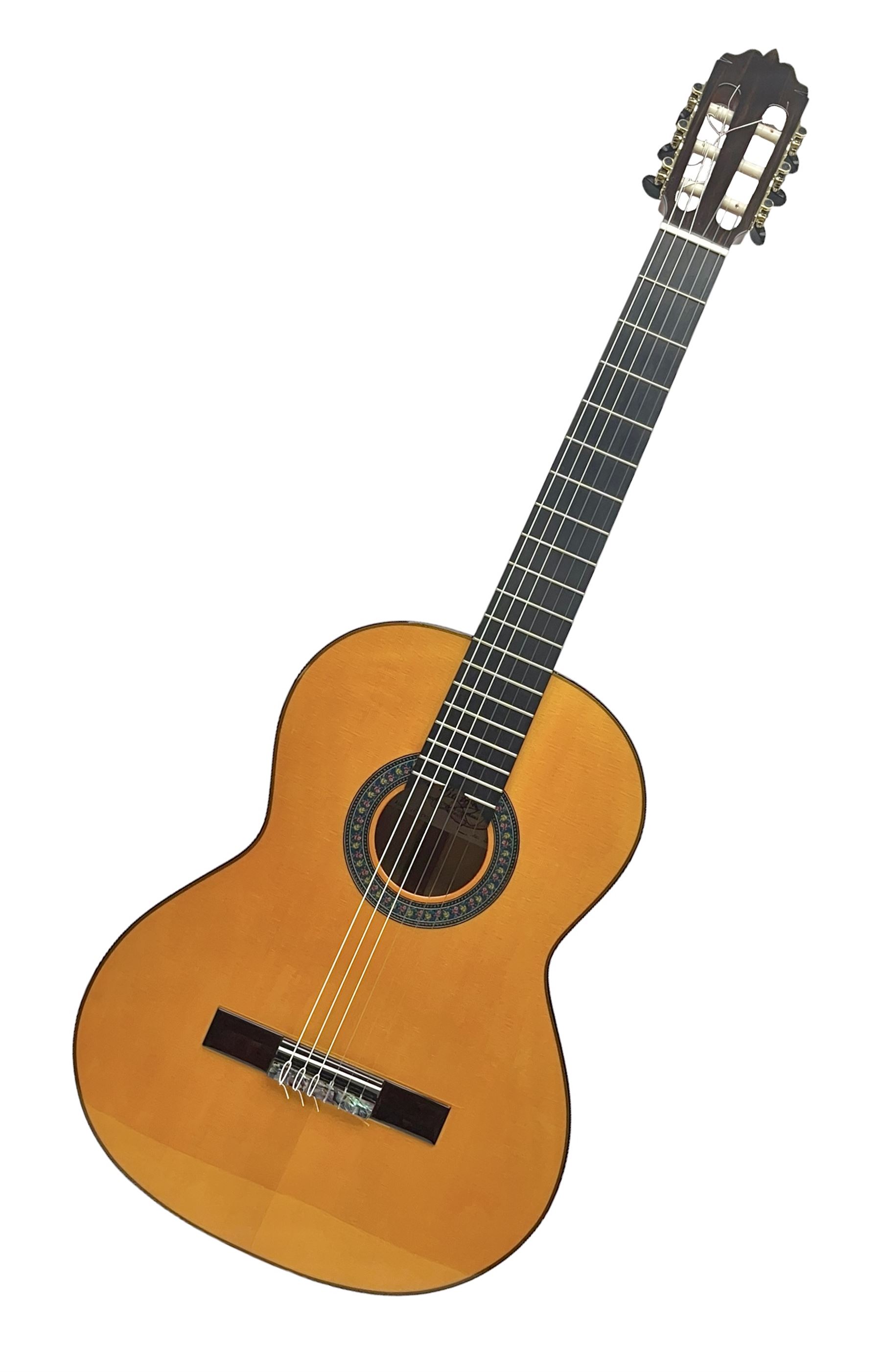 2019 A. Burguet Valencia hand made Flamenco guitar model IF-001 with spruce top and cypress wood back and sides; bears maker's label, L98cm; in original Burguet fitted hard carrying case