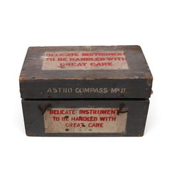WWII Air Ministry Astro compass MKII, patented '6A/11740 4-P', in wooden case