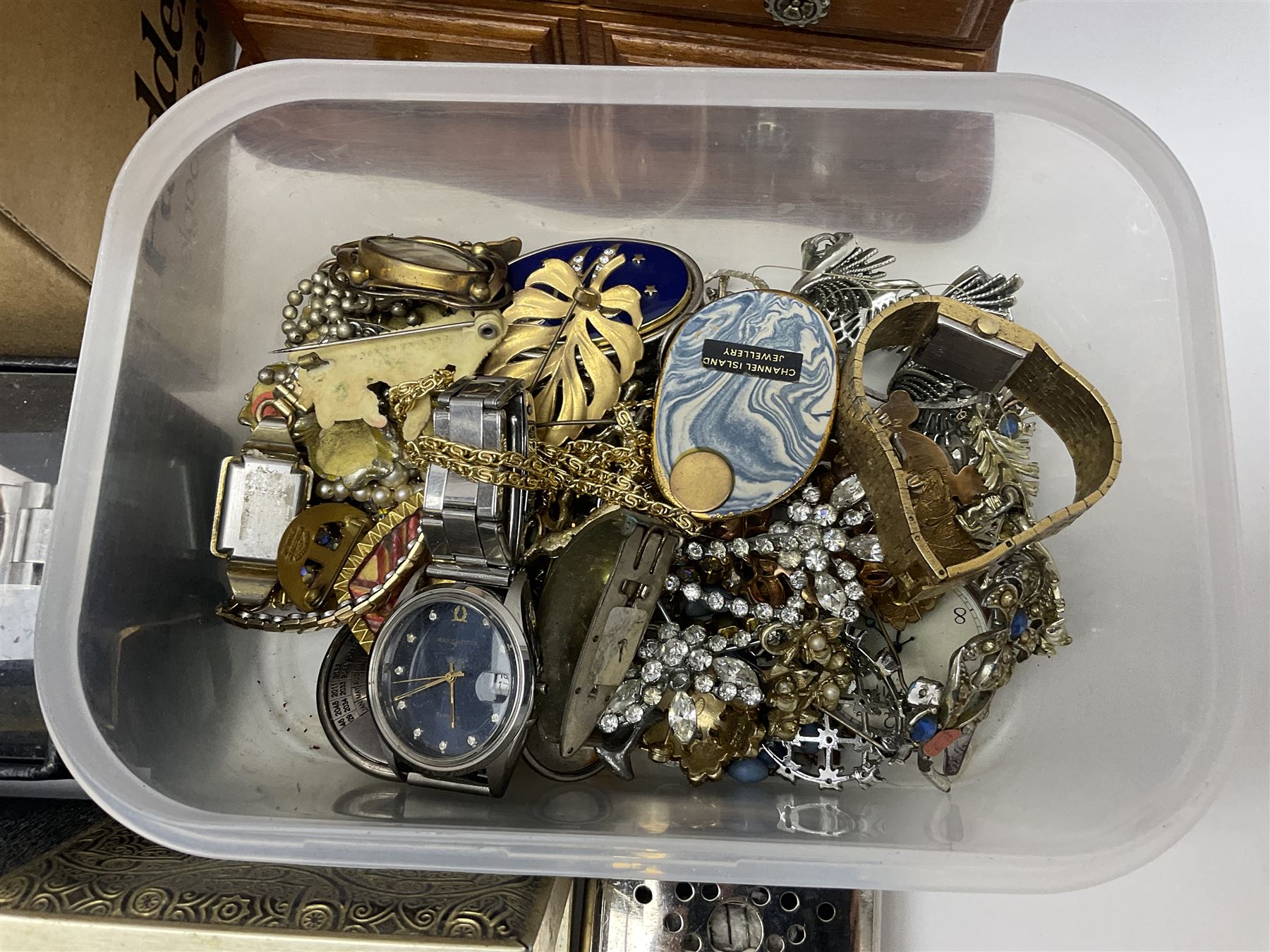 Silver jewellery including St Johns Ambulance medal, tiger's eye necklace, identity bracelet, etc, together with Festival of Britain powder compact, Ippag dice lighter, Win International lighter, Victorian and later costume jewellery and wristwatches