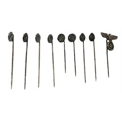 Nine WW2 German lapel pins including fiv