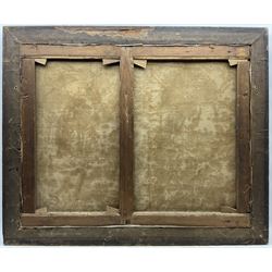 James William Booth (Staithes Group 1867-1953): Ponies and Chickens in the Farmyard, oil on canvas signed 75cm x 94cm