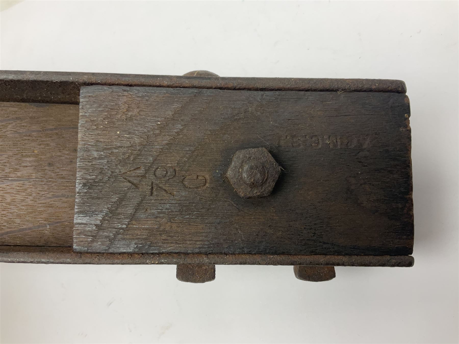WWI Princess Mary Christmas 1914 brass gift tin containing imitation copies of packets of tobacco, cigarettes and greeting card; together with a WWI oak and steel trench gas rattle marked A. & N.C.S. (Army & Navy Cooperative Society) and broad arrow above '79' above 'G'