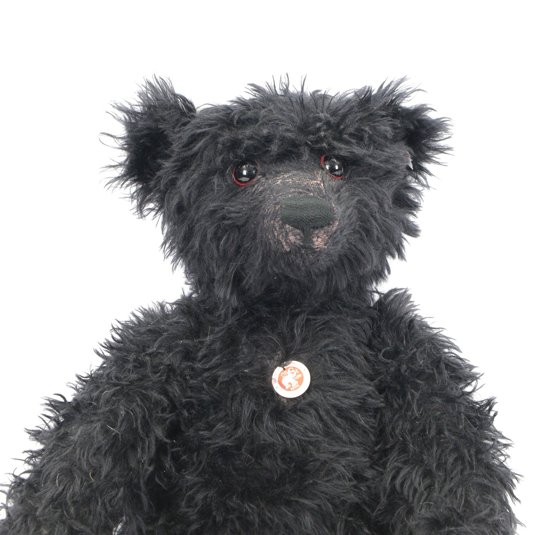 Limited edition Steiff bear 'Leo the 1912 Titanic Mourning Bear', white tag no. 662775 limited edition 9/1000, Danbury Mint Exclusive black mohair bear with ear button, chest tag and swing label, H61cm