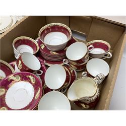 Royal Copenhagen vase, together with Victorian part tea service, Grosvenor China Ye Olde English pattern tea service and Spode Jewel tea wares, in two boxes   
