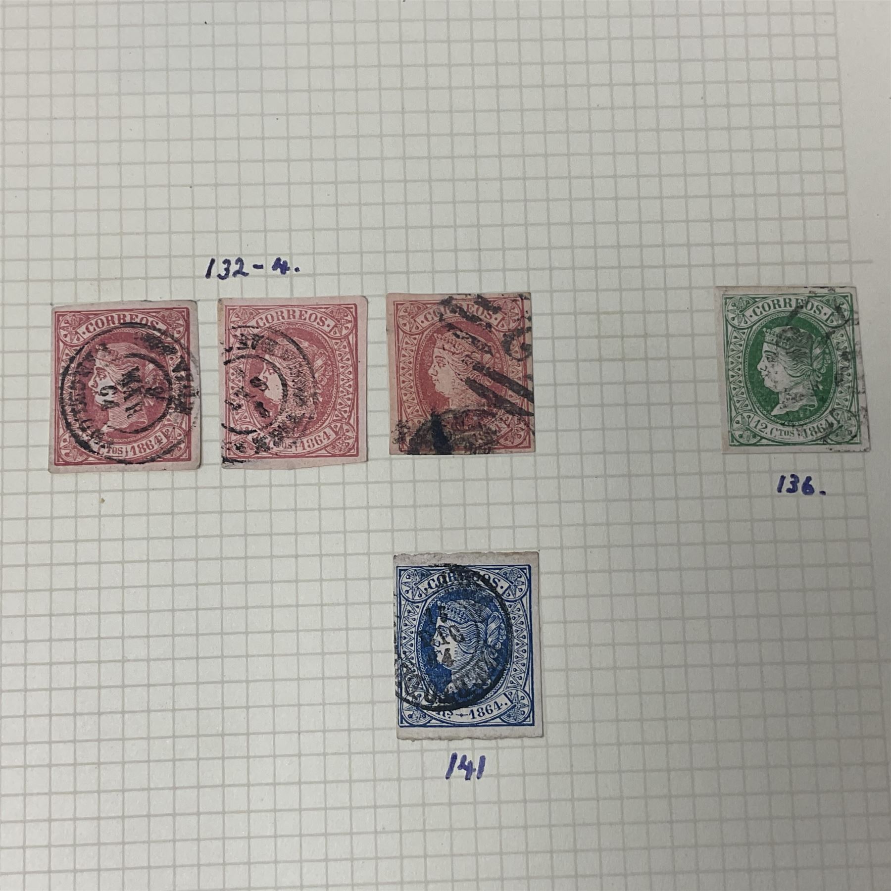 1850s and later mostly Spanish stamps including, imperf examples, some mint stamps, commemorative issues etc, housed in two albums 