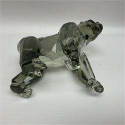 Swarovski Crystal gorilla family group, comprising an adult and two cubs, adult H11cm