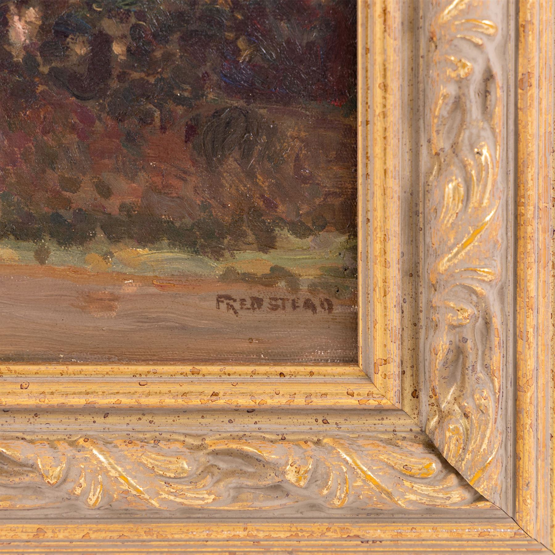 Frederick (Fred) Stead (British 1863-1940): Sunset over Godalming - Surrey, oil on canvas signed 34cm x 39cm