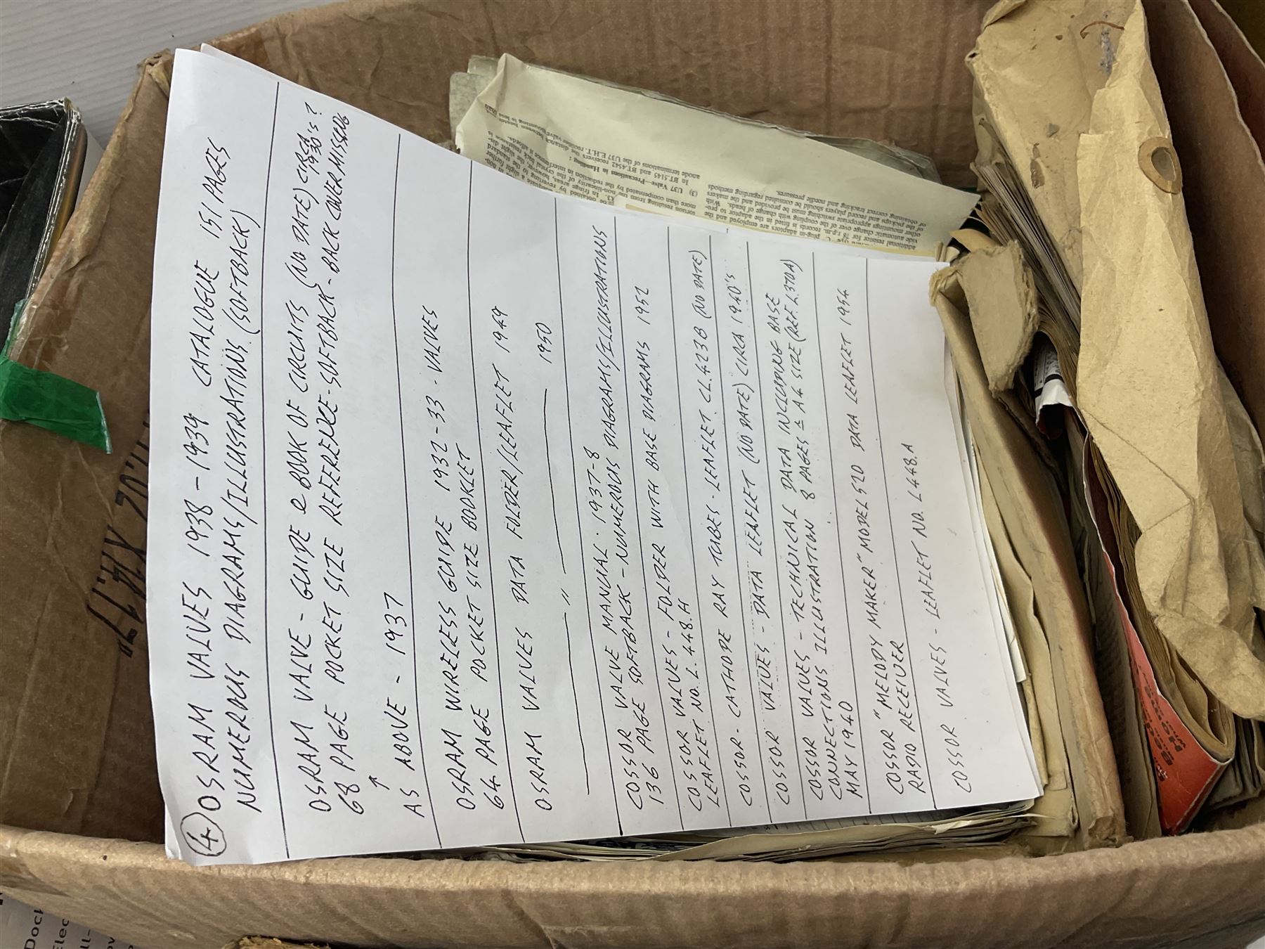 Collection of early to mid 20th century magazines, books and ephemera relating to radio and television repair and valves, including price lists, catalogues, service manuals, 1950s and 1960s Practical Wireless, Practical Television and The Radio Constructer magazines, etc as per lists