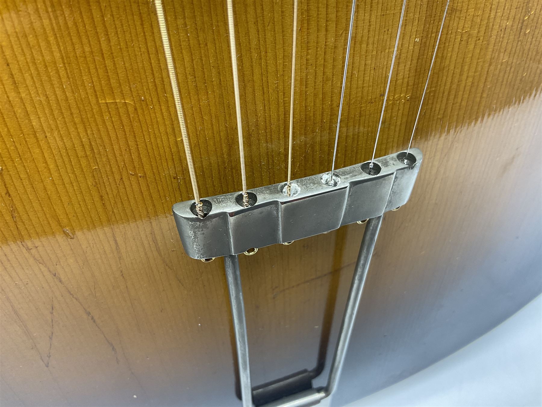 Clifford Essex Paragon De Luxe handmade acoustic guitar c1936 with tobacco sunburst finish and original machines; serial no.501 with original guarantee card L108.5cm; in original case