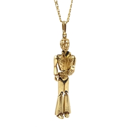 Gold Elvis Presley pendant, on gold flattened curb chain, both hallmarked 9ct