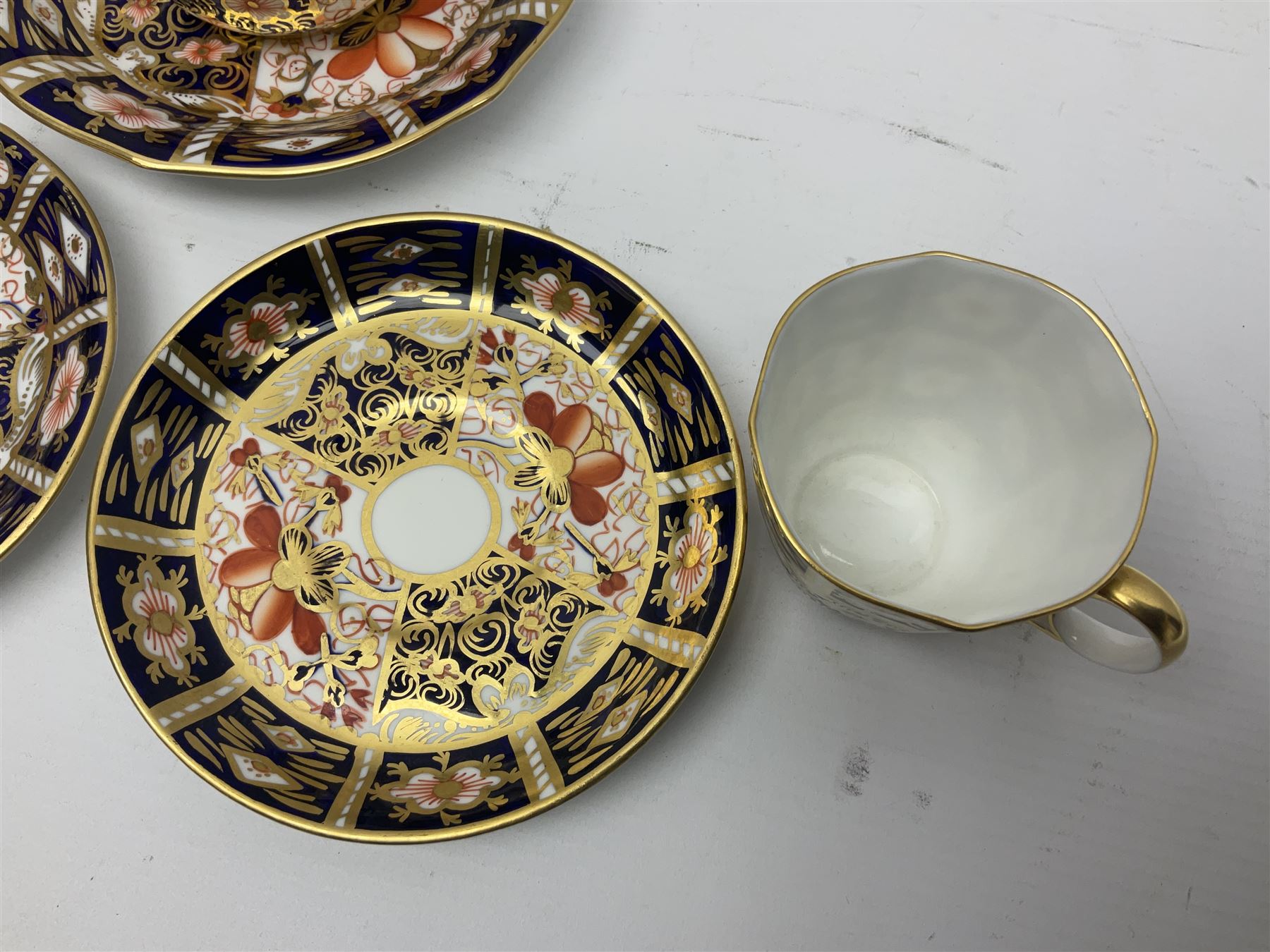 Six Royal Crown Derby cups and saucers all in imari pattern 2451, in various shapes  