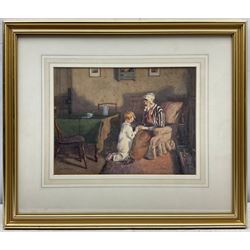 Albert George Stevens (Staithes Group 1863-1925): Bedtime, watercolour signed 22cm x 29cm