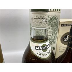 Mixed alcohol comprising Harveys Medium Dry Sherry, 70cl, one bottle, Croft Original Fine Old Pale Cream Sherry, 70cl, one bottle in box, Martini Extra Dry Vermouth, 90cl 18% vol, one bottle in box, Cockspur Barbados V.S.O.R Fine Rum, one bottle, and Baileys Irish Cream, 1l, one bottle (5)