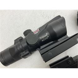 Combat Machine lithium battery powered airsoft BB rifle, 'Complete AEG Series' to fire 5mm pellets, with adjustable length stock L69cm non-extended; with six magazines, Trijicon ACOG red dot telescopic sight, battery charger etc (NO BATTERIES)