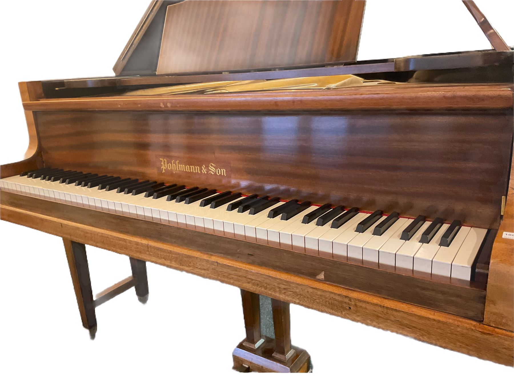 Pohlmann sapele mahogany cased baby grand piano, with duet stool