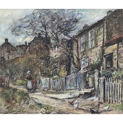 Rowland Henry Hill (Staithes Group 1873-1952): Cottages at Runswick Bay, watercolour signed and dated 1923, 29cm x 33cm