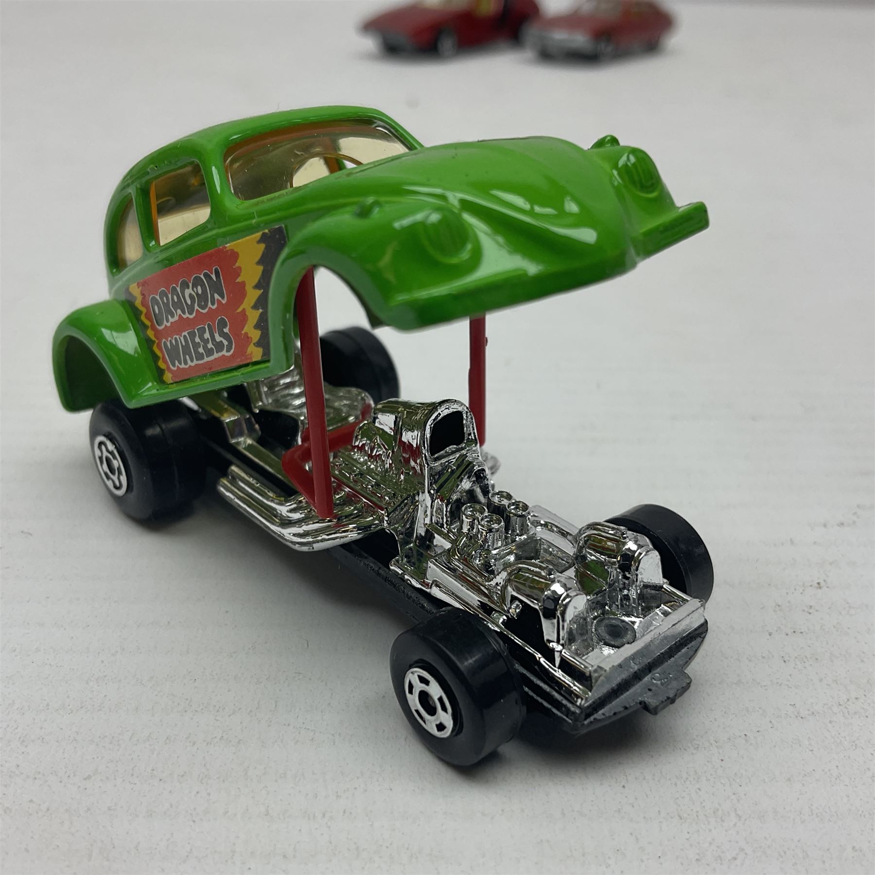Matchbox 1-75 Series 'Superfast' ex-shop stock - eight models ccomprising 30d Beach Buggy, 41d Siva Spyder, 43d Dragon Wheels, 44d Boss Mustang, 45c Ford Group 6, 51d Citroen S.M., 52c Dodge Charger Mk.III and 75c Alfa Carabo in 39d Clipper box; all boxed (8)