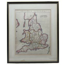 John Rapkin (British 1813-1899): Britannia Saxonica, 19th/20th century engraved map with later hand colouring originally pub. c1850, 39cm x 30cm 