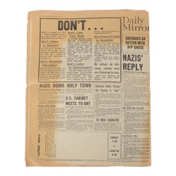 Daily Mirror 'First day of War' newspaper Monday 4th September 1939
