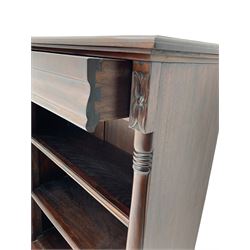 Reproduction mahogany bookcase with frieze drawer 