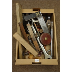  Seven woodworking planes including 'Stanley' and other woodworking tools  