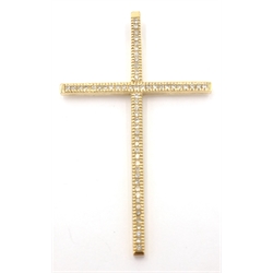  Large gold cross pendant set with diamonds, hallmarked 9ct  