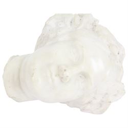 Fragmentary white marble head of a female, approximately H29cm